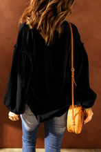 Load image into Gallery viewer, Ensley Balloon Sleeve Notched Neck Blouse in Black