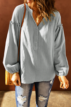 Load image into Gallery viewer, Ensley Balloon Sleeve Notched Neck Blouse in Gray Dawn