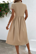 Load image into Gallery viewer, Samantha Button Front Short Sleeve Dress in Beige