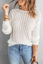 Load image into Gallery viewer, Taylor Dropped Shoulder Openwork Sweater in White
