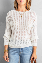 Load image into Gallery viewer, Taylor Dropped Shoulder Openwork Sweater in White