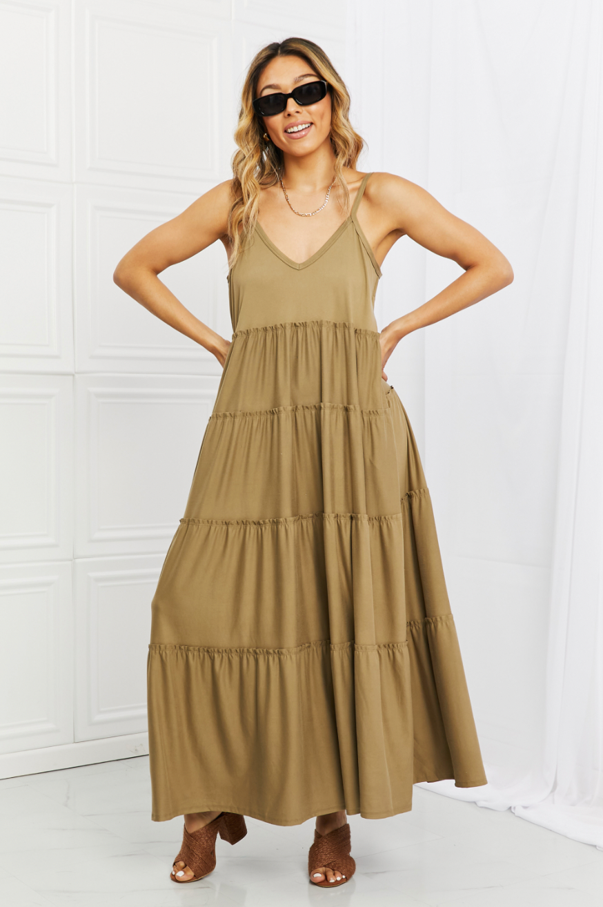 knee length dresses for ladies Miley green floral maxi dress – Chaud Tokyo main image 0