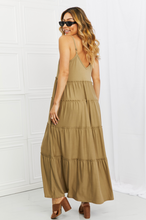 Load image into Gallery viewer, Miley Spaghetti Strap Tiered Dress with Pockets in Khaki