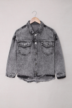 Load image into Gallery viewer, Haley Raw Hem Denim Jacket in Black Denim