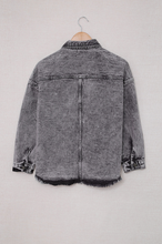 Load image into Gallery viewer, Haley Raw Hem Denim Jacket in Black Denim
