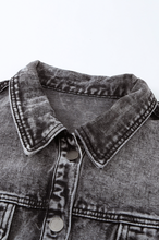 Load image into Gallery viewer, Haley Raw Hem Denim Jacket in Black Denim