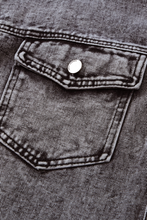 Load image into Gallery viewer, Haley Raw Hem Denim Jacket in Black Denim
