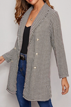 Load image into Gallery viewer, Ava Houndstooth Double-Breasted Longline Blazer in Black/White