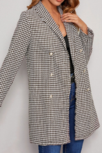 Load image into Gallery viewer, Ava Houndstooth Double-Breasted Longline Blazer in Black/White