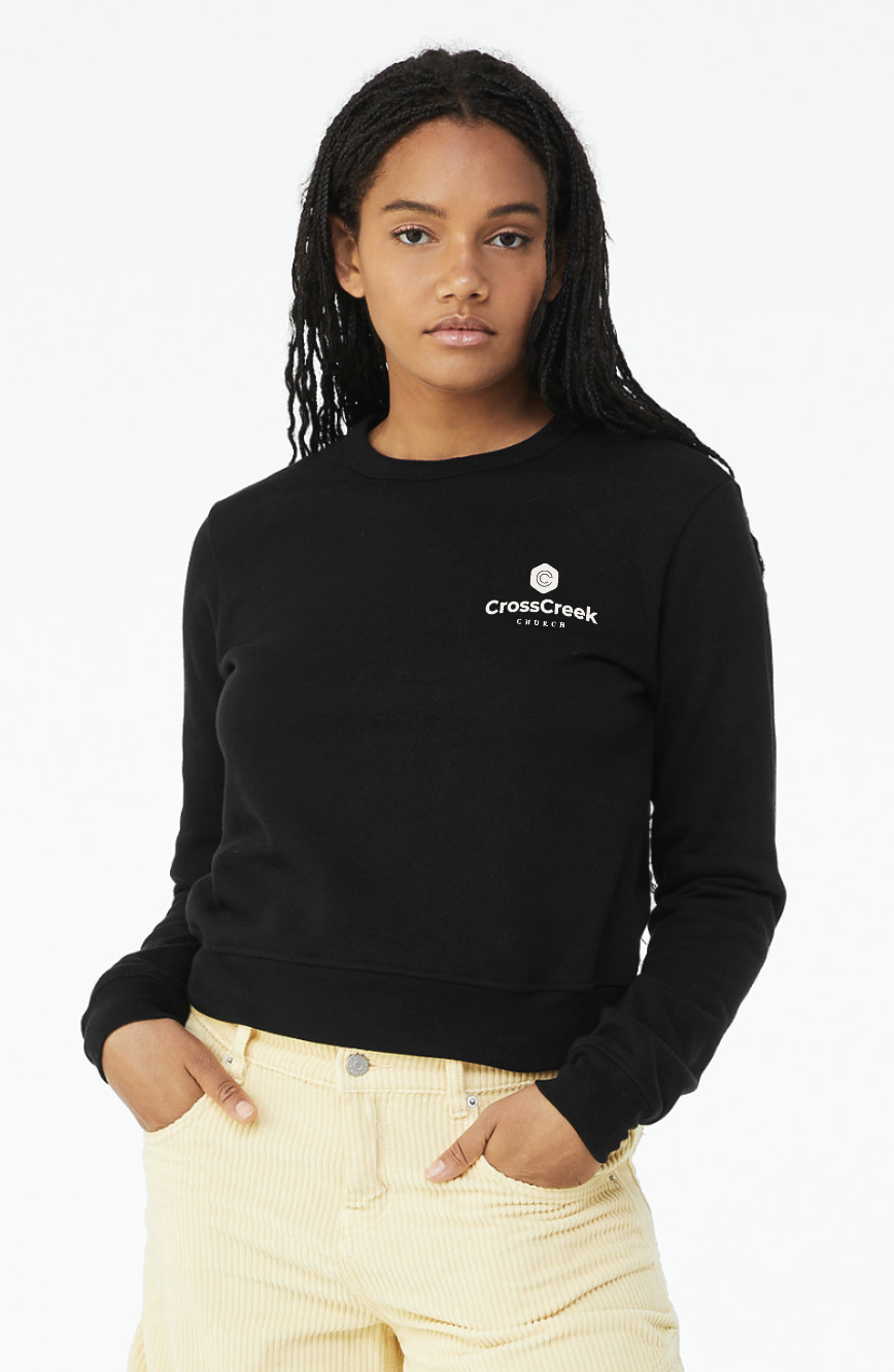 Rocksteady Womens Crew Mid-Length Sweatshirt in Black