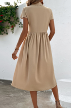 Load image into Gallery viewer, Samantha Button Front Short Sleeve Dress in Beige
