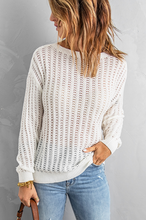 Load image into Gallery viewer, Taylor Dropped Shoulder Openwork Sweater in White
